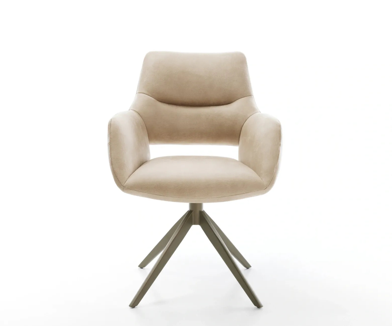 DrehstuhlYago-Flex mit Armlehnen Mikrofaser Beige Vintage Kreuzgestell breit Effektfinish Titan 360° drehbar Wippfunktion Taschenfederkern Sofort versandfertig