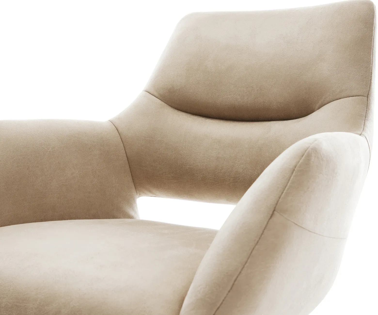 DrehstuhlYago-Flex mit Armlehnen Mikrofaser Beige Vintage Kreuzgestell breit Schwarz 360° drehbar Wippfunktion Taschenfederkern Sofort versandfertig