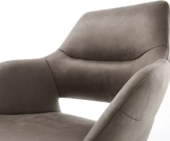 DrehstuhlYago-Flex mit Armlehnen Mikrofaser Taupe Vintage Kreuzgestell breit Schwarz 360° drehbar Wippfunktion Taschenfederkern Sofort versandfertig