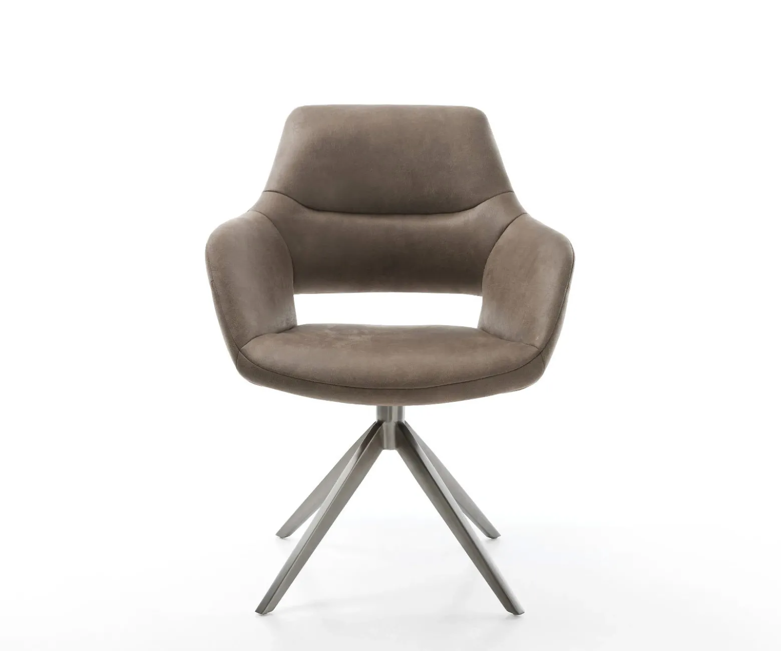 DrehstuhlYago-Flex mit Armlehnen Mikrofaser Taupe Vintage Kreuzgestell breit Graphit 360° drehbar Wippfunktion Taschenfederkern Sofort versandfertig