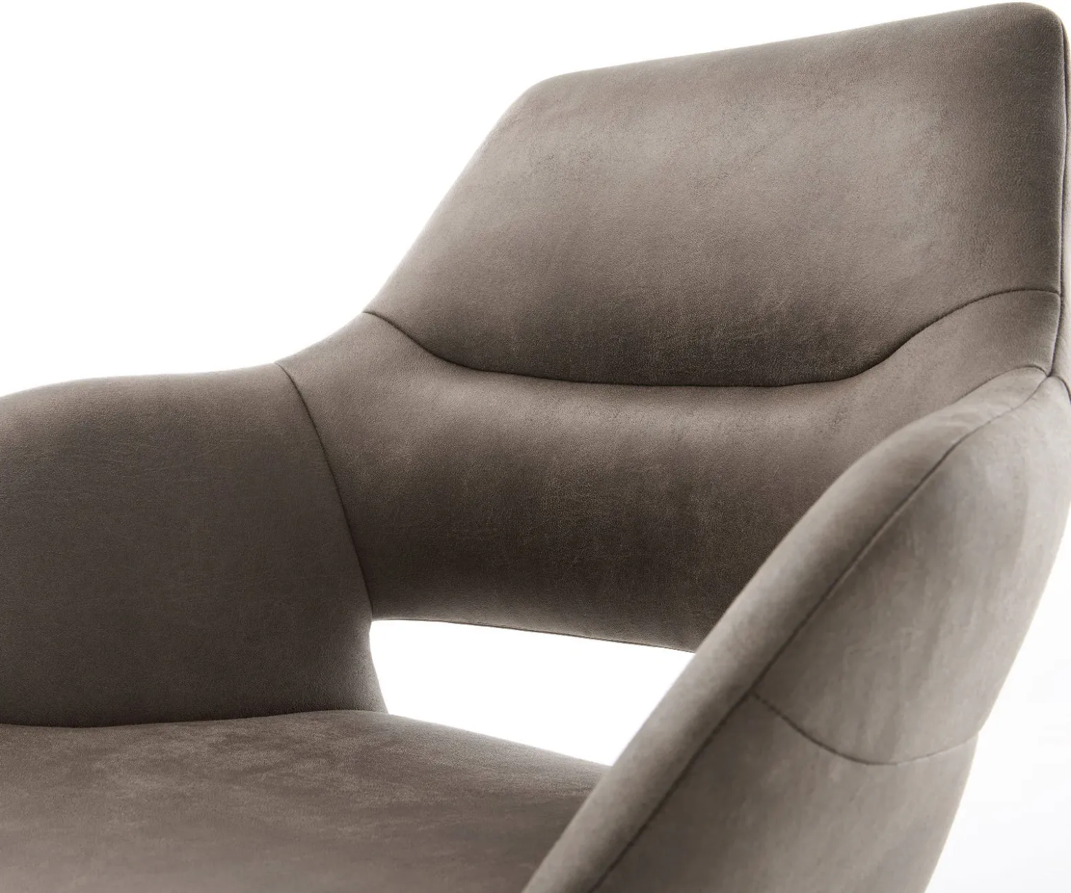 DrehstuhlYago-Flex mit Armlehnen Mikrofaser Taupe Vintage Kreuzgestell breit Graphit 360° drehbar Wippfunktion Taschenfederkern Sofort versandfertig