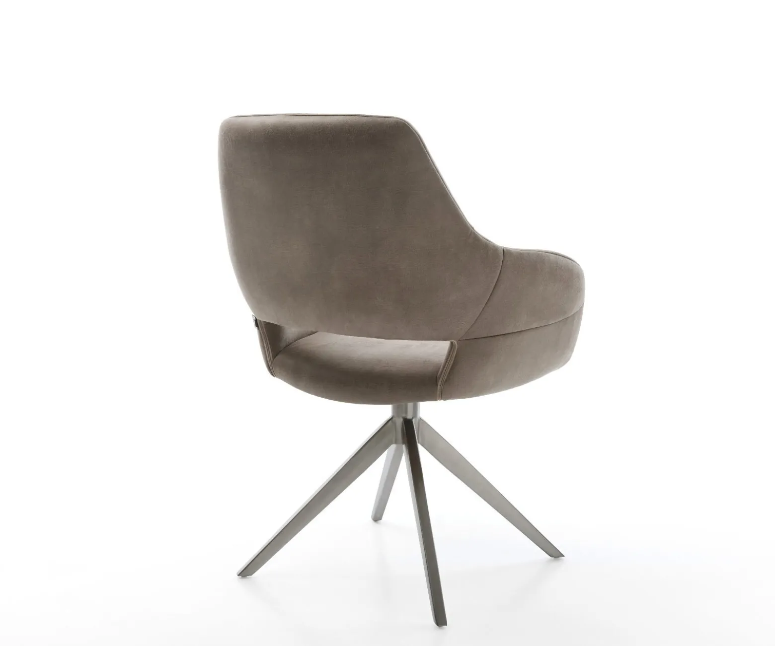 DrehstuhlYago-Flex mit Armlehnen Mikrofaser Taupe Vintage Kreuzgestell breit Graphit 360° drehbar Wippfunktion Taschenfederkern Sofort versandfertig
