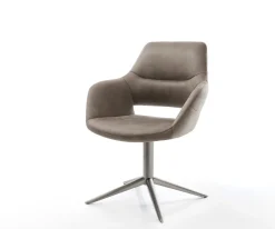 DrehstuhlYago-Flex mit Armlehnen Mikrofaser Taupe Vintage Fußkreuz Graphit 360° drehbar Wippfunktion Taschenfederkern Sofort versandfertig