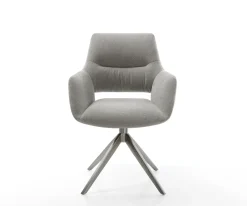 DrehstuhlYago-Flex mit Armlehnen Strukturstoff Soft Grau Kreuzgestell breit Graphit 360° drehbar Wippfunktion Taschenfederkern Sofort versandfertig
