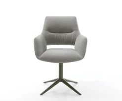 DrehstuhlYago-Flex mit Armlehnen Strukturstoff Soft Grau Fußkreuz Effektfinish Titan 360° drehbar Wippfunktion Taschenfederkern Sofort versandfertig
