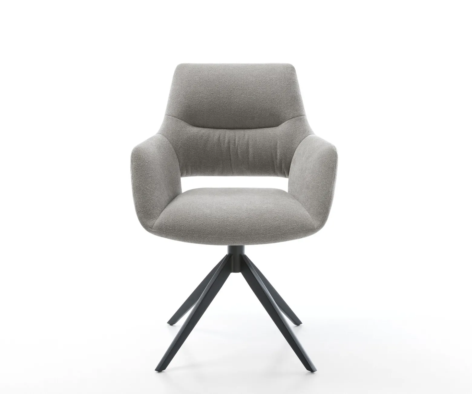 DrehstuhlYago-Flex mit Armlehnen Strukturstoff Soft Grau Kreuzgestell breit Schwarz 360° drehbar Wippfunktion Taschenfederkern Sofort versandfertig