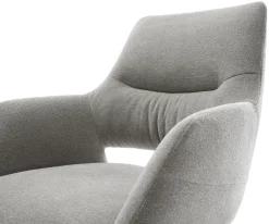 DrehstuhlYago-Flex mit Armlehnen Strukturstoff Soft Grau Kreuzgestell breit Schwarz 360° drehbar Wippfunktion Taschenfederkern Sofort versandfertig