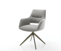 DrehstuhlYago-Flex mit Armlehnen Strukturstoff Soft Grau Kreuzgestell breit Effektfinish Titan 360° drehbar Wippfunktion Taschenfederkern Sofort versandfertig