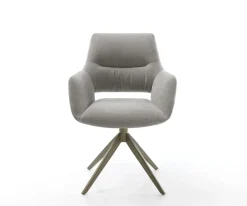 DrehstuhlYago-Flex mit Armlehnen Strukturstoff Soft Grau Kreuzgestell breit Effektfinish Titan 360° drehbar Wippfunktion Taschenfederkern Sofort versandfertig