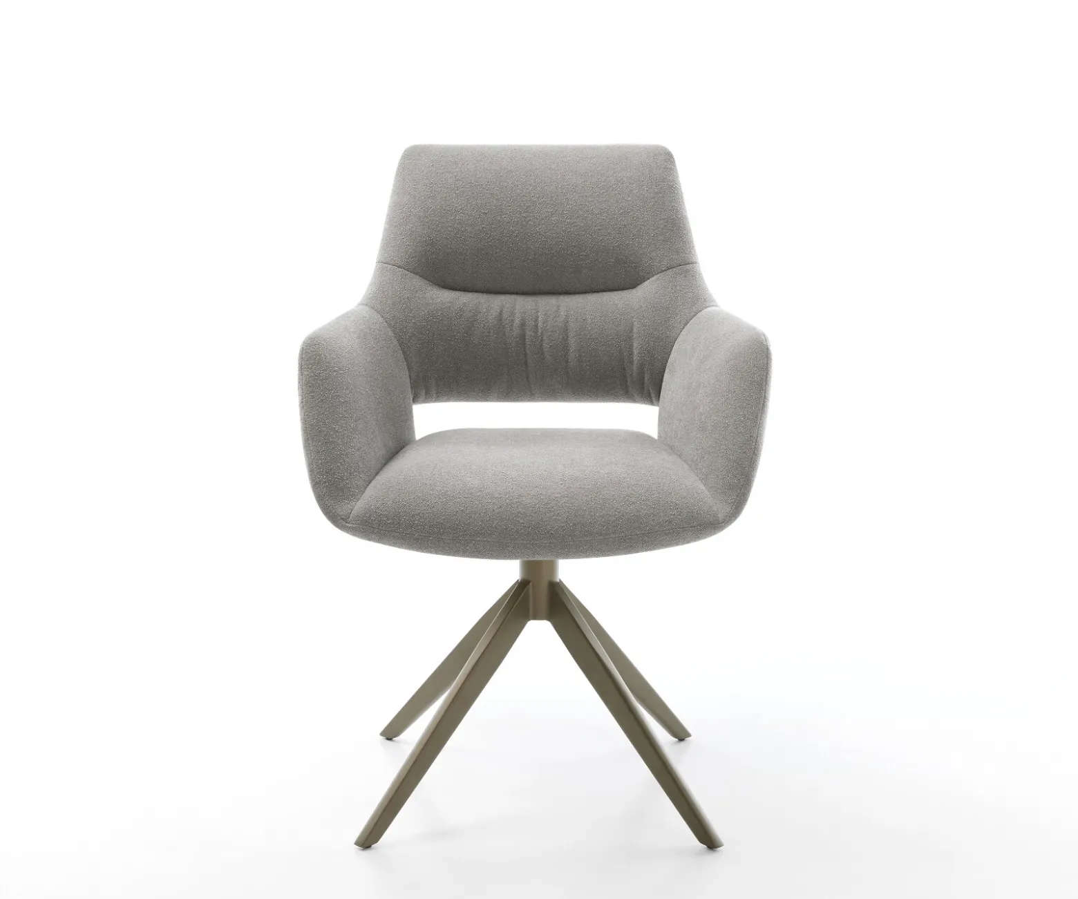 DrehstuhlYago-Flex mit Armlehnen Strukturstoff Soft Grau Kreuzgestell breit Effektfinish Titan 360° drehbar Wippfunktion Taschenfederkern Sofort versandfertig