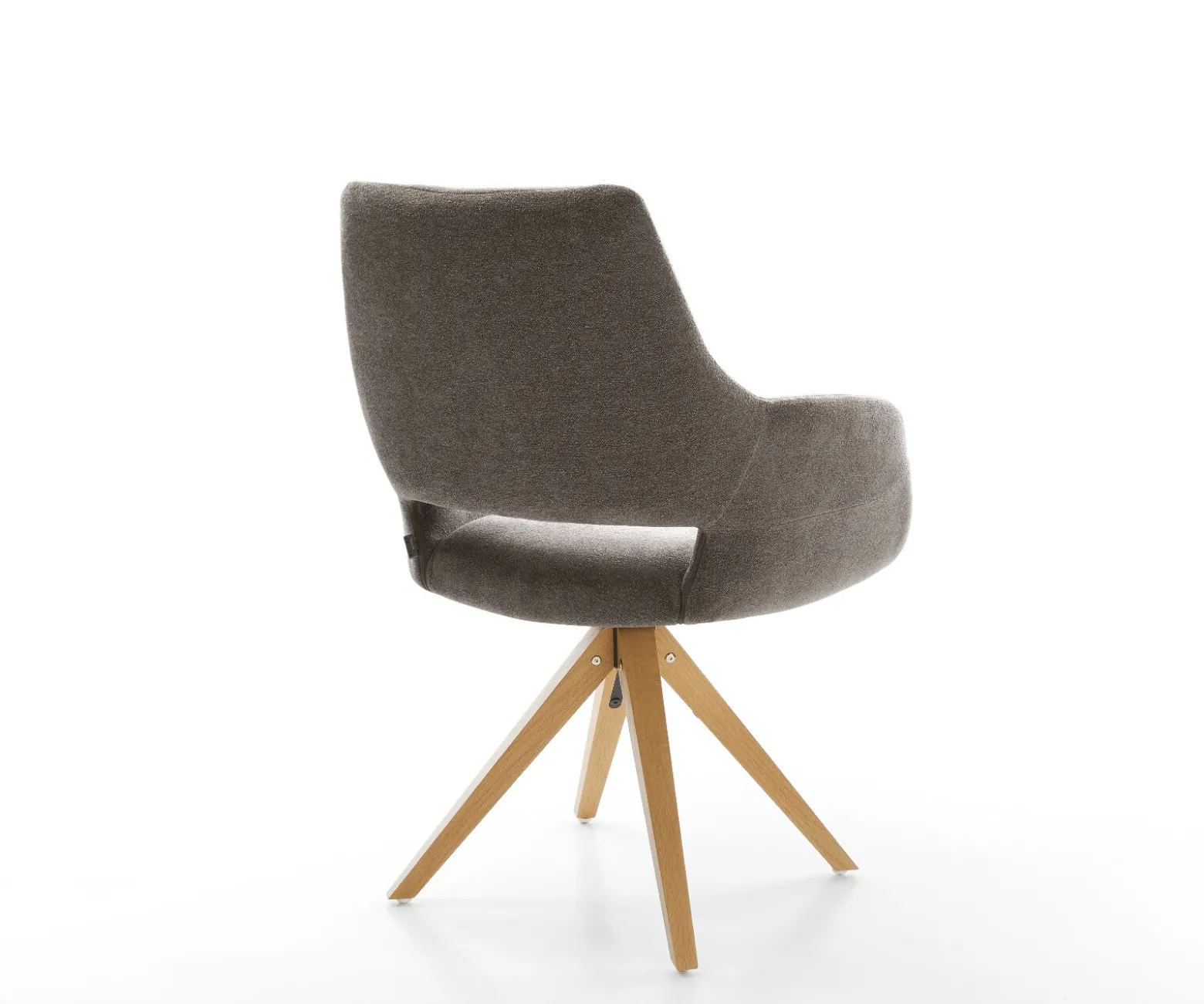 DrehstuhlYago-Flex mit Armlehnen Strukturstoff Soft Taupe Holzgestell kantig Natur 360° drehbar Taschenfederkern Versandfertig ca. 28.10.26