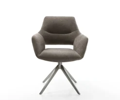 DrehstuhlYago-Flex mit Armlehnen Strukturstoff Soft Taupe Kreuzgestell breit Graphit 360° drehbar Wippfunktion Taschenfederkern Sofort versandfertig