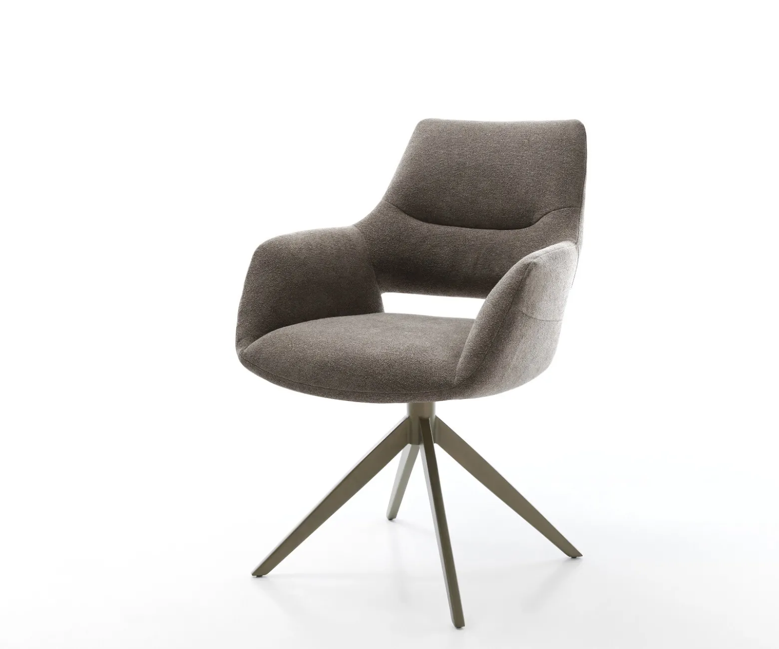 DrehstuhlYago-Flex mit Armlehnen Strukturstoff Soft Taupe Kreuzgestell breit Effektfinish Titan 360° drehbar Wippfunktion Taschenfederkern Sofort versandfertig