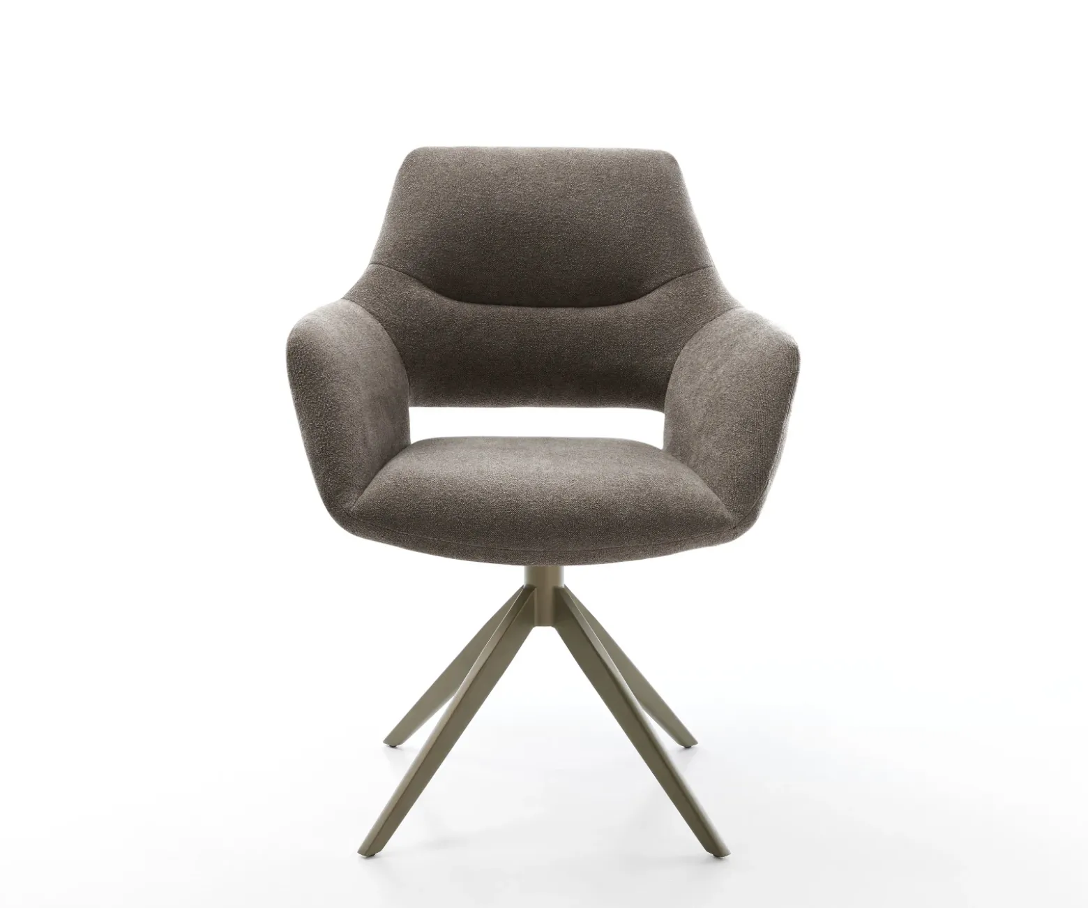 DrehstuhlYago-Flex mit Armlehnen Strukturstoff Soft Taupe Kreuzgestell breit Effektfinish Titan 360° drehbar Wippfunktion Taschenfederkern Sofort versandfertig