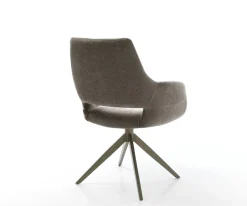 DrehstuhlYago-Flex mit Armlehnen Strukturstoff Soft Taupe Kreuzgestell breit Effektfinish Titan 360° drehbar Wippfunktion Taschenfederkern Sofort versandfertig