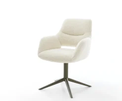DrehstuhlYago-Flex mit Armlehnen Teddystoff Beige Fußkreuz Effektfinish Titan 360° drehbar Wippfunktion Taschenfederkern Sofort versandfertig