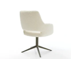 DrehstuhlYago-Flex mit Armlehnen Teddystoff Beige Fußkreuz Effektfinish Titan 360° drehbar Wippfunktion Taschenfederkern Sofort versandfertig