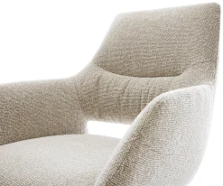 DrehstuhlYago-Flex mit Armlehnen Webstoff Soft Beige Fußkreuz Schwarz 360° drehbar Wippfunktion Taschenfederkern Sofort versandfertig