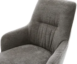 DrehstuhlZelia-Flex mit Armlehnen Bouclé Soft Schlamm Kreuzgestell breit Graphit 360° drehbar Wippfunktion Taschenfederkern Sofort versandfertig