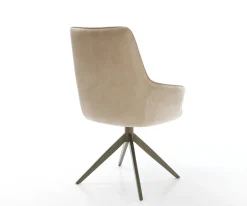 DrehstuhlZelia-Flex mit Armlehnen Mikrofaser Beige Vintage Kreuzgestell breit Effektfinish Titan 360° drehbar Wippfunktion Taschenfederkern Sofort versandfertig