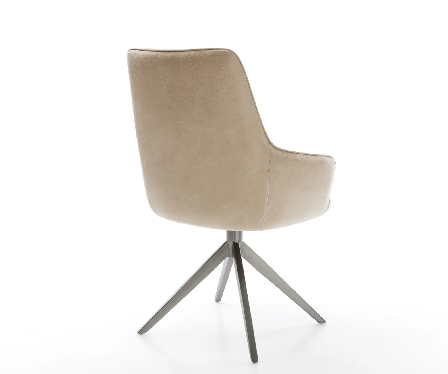 DrehstuhlZelia-Flex mit Armlehnen Mikrofaser Beige Vintage Kreuzgestell breit Graphit 360° drehbar Wippfunktion Taschenfederkern Sofort versandfertig