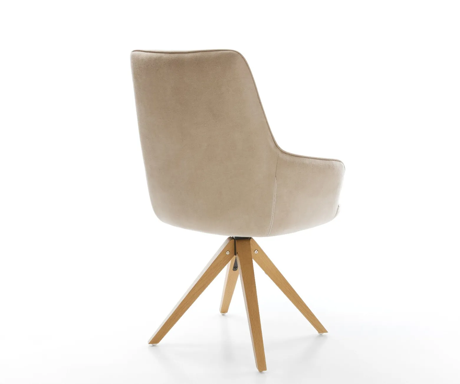 DrehstuhlZelia-Flex mit Armlehnen Mikrofaser Beige Vintage Holzgestell kantig Natur 360° drehbar Taschenfederkern Versandfertig ca. 28.10.26