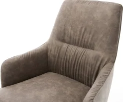 DrehstuhlZelia-Flex mit Armlehnen Mikrofaser Taupe Vintage Fußkreuz Graphit 360° drehbar Wippfunktion Taschenfederkern Sofort versandfertig
