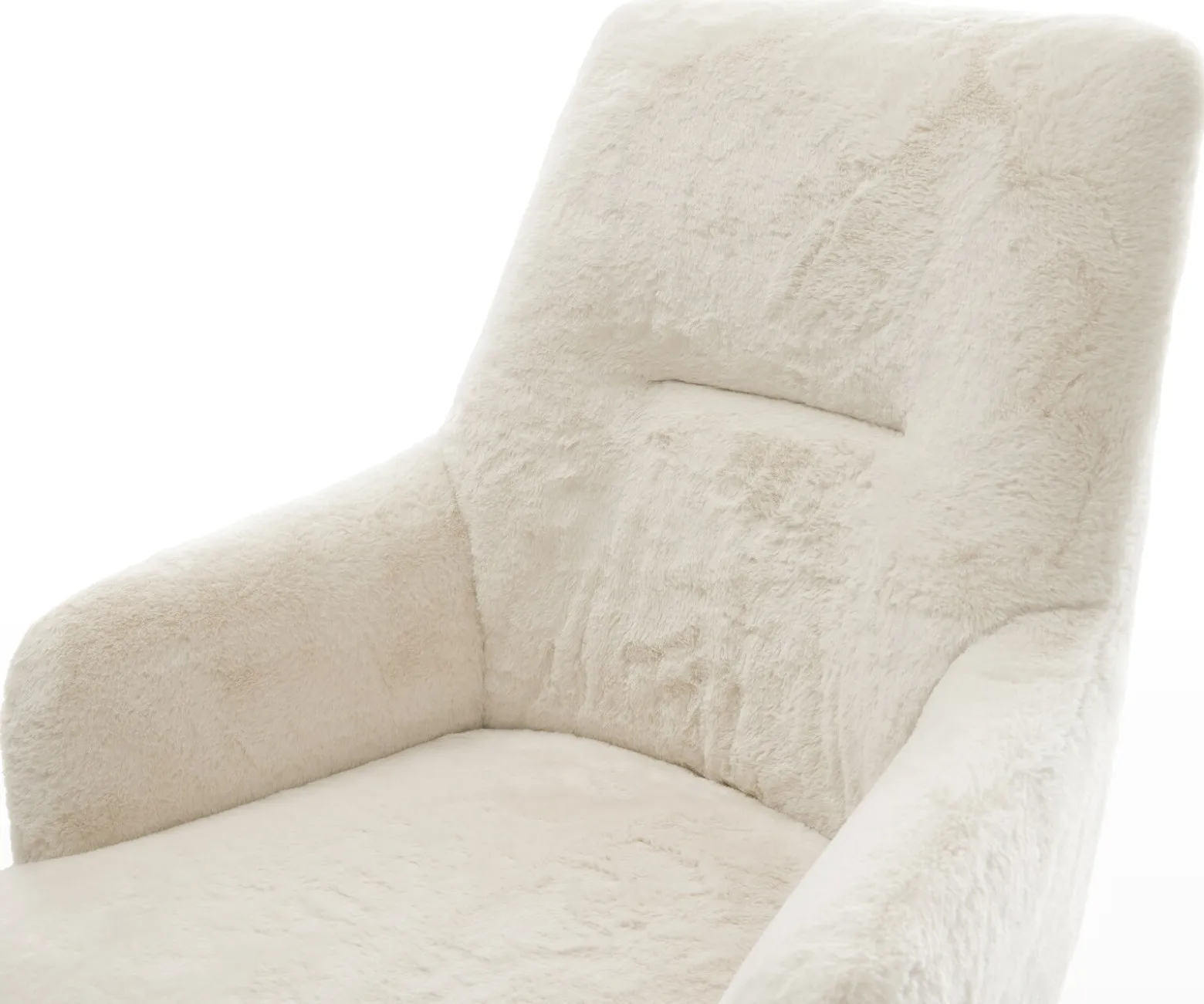 DrehstuhlZelia-Flex mit Armlehnen Plüsch Creme-Weiß Kreuzgestell breit Graphit 360° drehbar Wippfunktion Taschenfederkern Sofort versandfertig