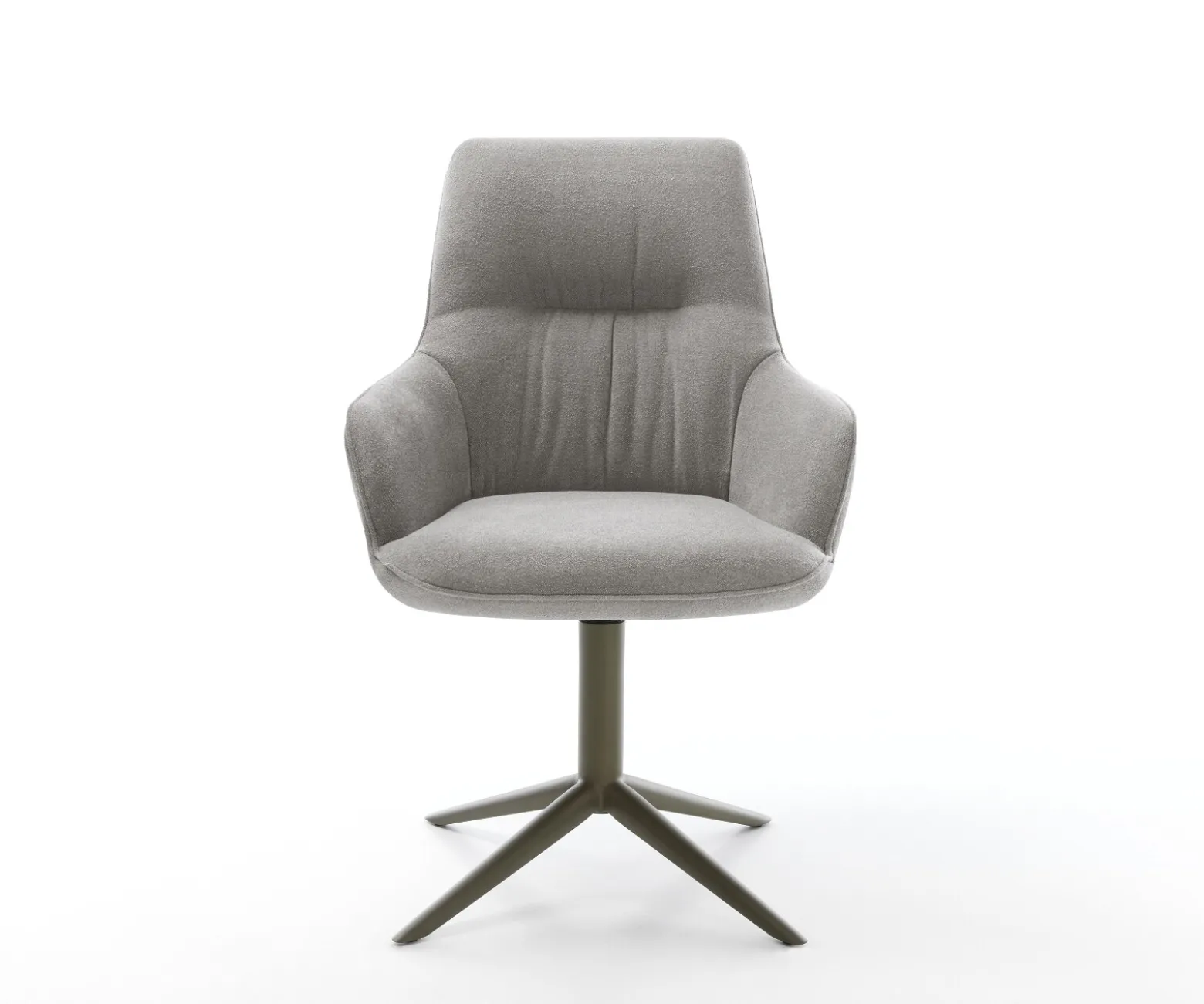 DrehstuhlZelia-Flex mit Armlehnen Strukturstoff Soft Grau Fußkreuz Effektfinish Titan 360° drehbar Wippfunktion Taschenfederkern Sofort versandfertig