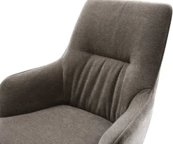 DrehstuhlZelia-Flex mit Armlehnen Strukturstoff Soft Taupe Kreuzgestell breit Edelstahl 360° drehbar Wippfunktion Taschenfederkern Sofort versandfertig