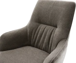 DrehstuhlZelia-Flex mit Armlehnen Strukturstoff Soft Taupe Holzgestell kantig Natur 360° drehbar Taschenfederkern Versandfertig ca. 28.10.26