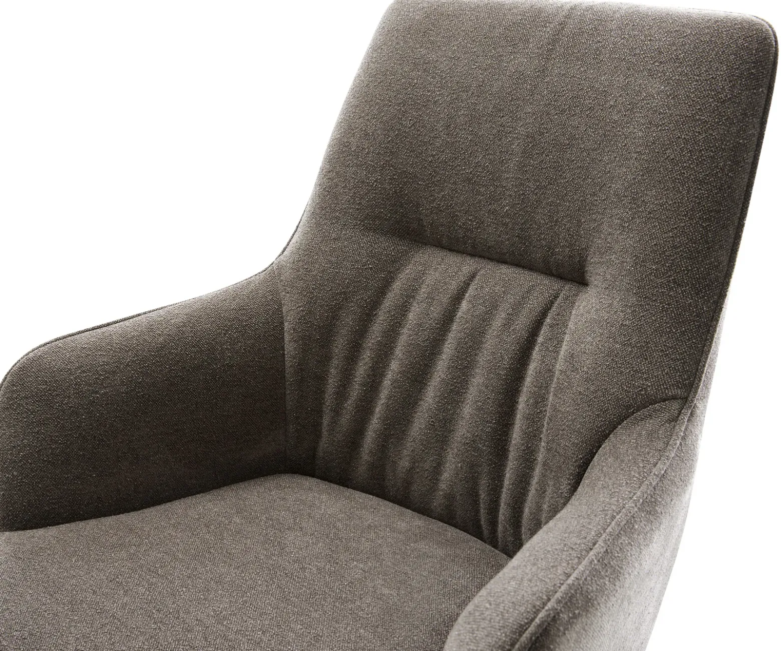 DrehstuhlZelia-Flex mit Armlehnen Strukturstoff Soft Taupe Kreuzgestell breit Effektfinish Titan 360° drehbar Wippfunktion Taschenfederkern Sofort versandfertig