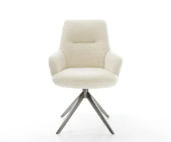 DrehstuhlZelia-Flex mit Armlehnen Teddystoff Beige Kreuzgestell breit Graphit 360° drehbar Wippfunktion Taschenfederkern Sofort versandfertig
