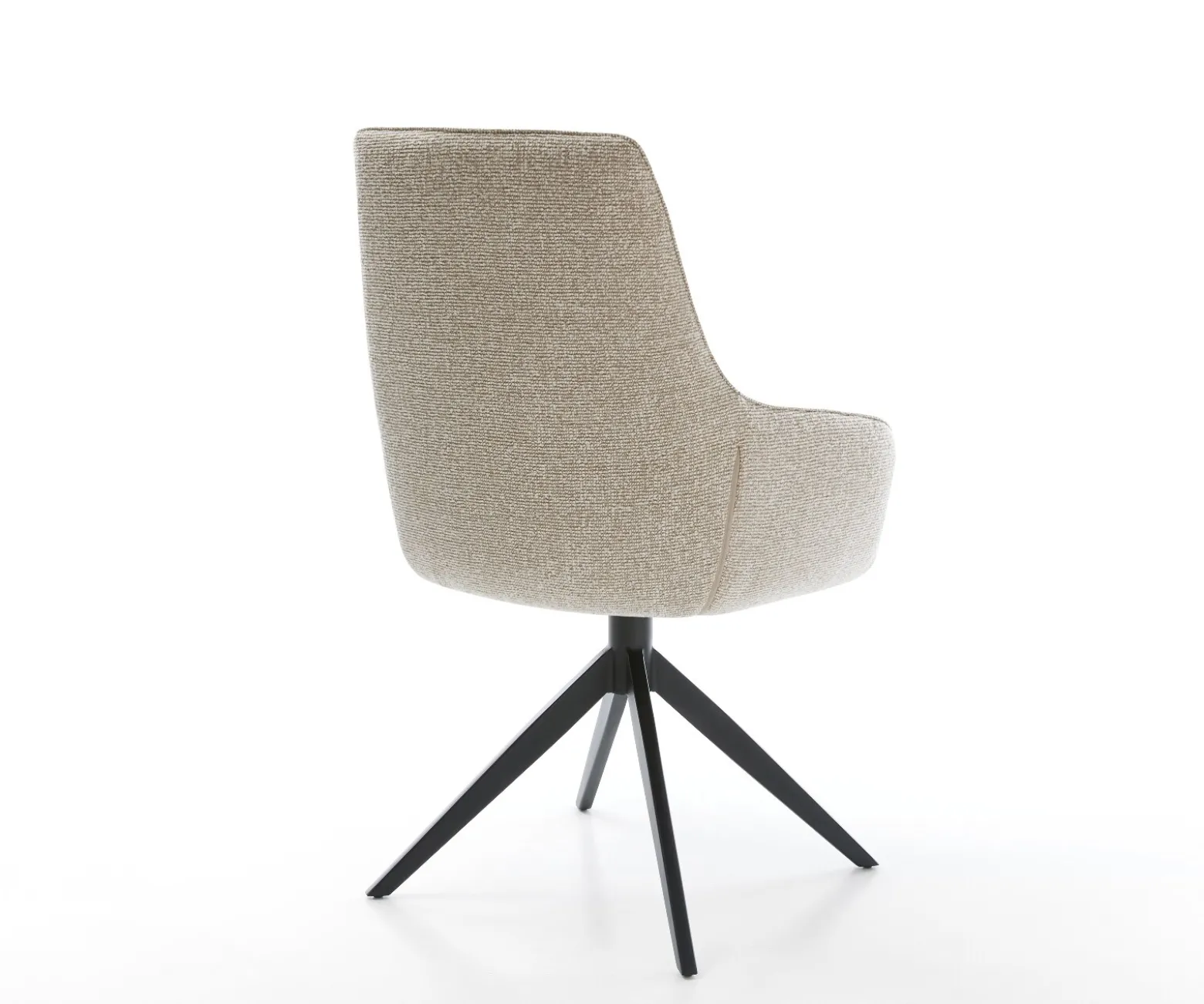 DrehstuhlZelia-Flex mit Armlehnen Webstoff Soft Beige Kreuzgestell breit Schwarz 360° drehbar Wippfunktion Taschenfederkern Sofort versandfertig