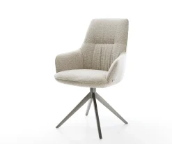 DrehstuhlZelia-Flex mit Armlehnen Webstoff Soft Beige Kreuzgestell breit Graphit 360° drehbar Wippfunktion Taschenfederkern Sofort versandfertig