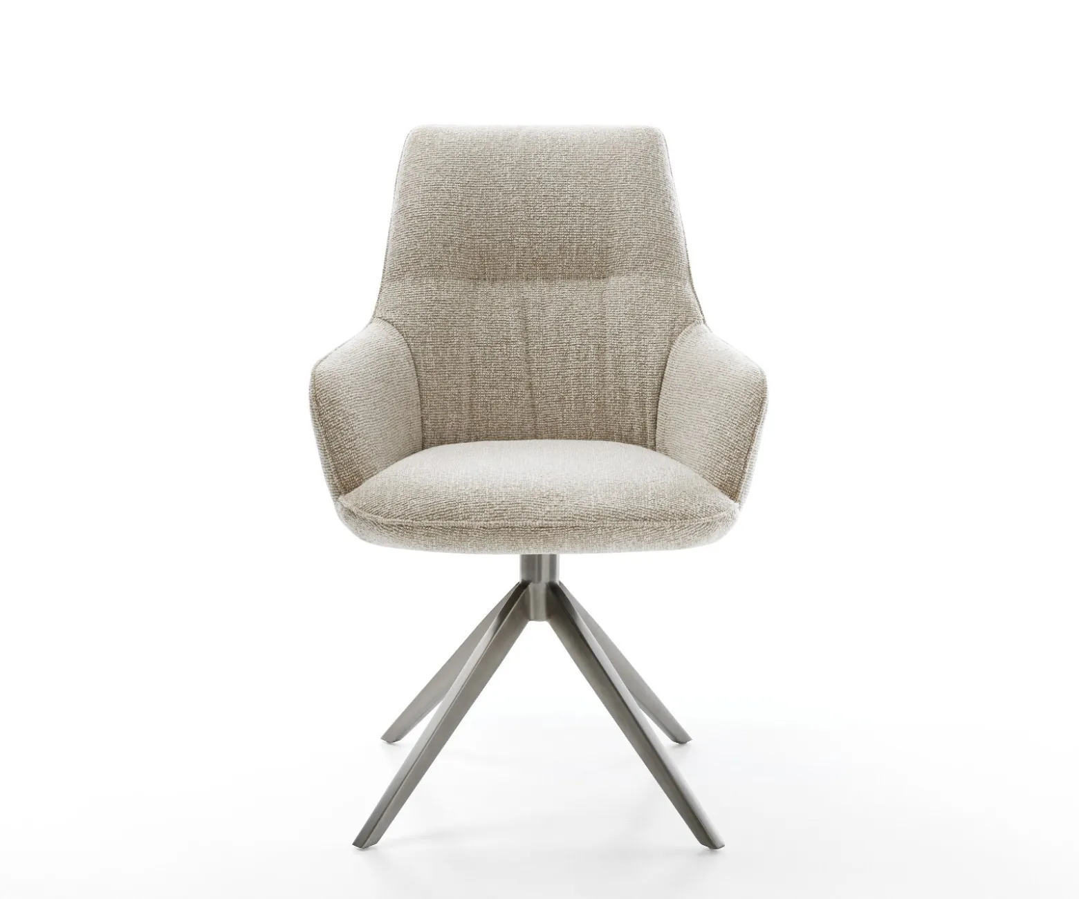 DrehstuhlZelia-Flex mit Armlehnen Webstoff Soft Beige Kreuzgestell breit Graphit 360° drehbar Wippfunktion Taschenfederkern Sofort versandfertig