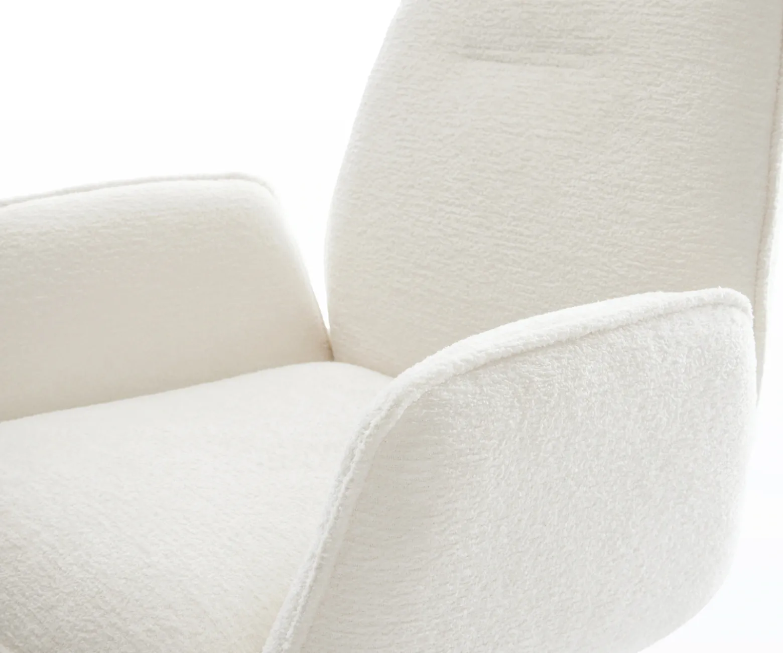DrehstuhlZoa-Flex Bouclé Soft Beige Fußkreuz Graphit 360° drehbar Wippfunktion Taschenfederkern Sofort versandfertig