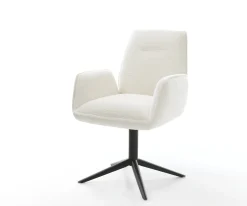DrehstuhlZoa-Flex Bouclé Soft Beige Fußkreuz Schwarz 360° drehbar Wippfunktion Taschenfederkern Sofort versandfertig