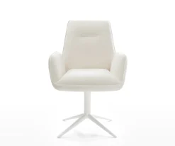 DrehstuhlZoa-Flex Bouclé Soft Beige Fußkreuz Weiß 360° drehbar Wippfunktion Taschenfederkern Sofort versandfertig