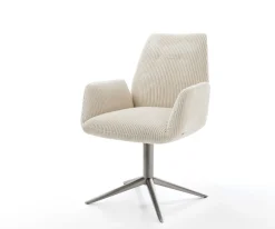 DrehstuhlZoa-Flex Cord Beige Fußkreuz Graphit 360° drehbar Wippfunktion Taschenfederkern Sofort versandfertig
