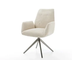 DrehstuhlZoa-Flex Cord Beige Kreuzgestell breit Graphit 360° drehbar Wippfunktion Taschenfederkern Sofort versandfertig