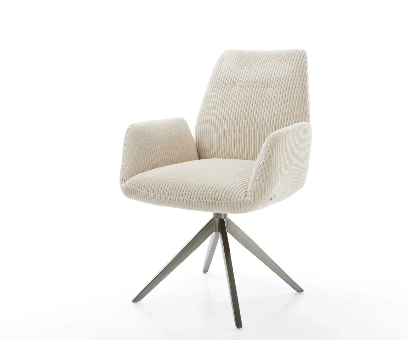 DrehstuhlZoa-Flex Cord Beige Kreuzgestell breit Graphit 360° drehbar Wippfunktion Taschenfederkern Sofort versandfertig