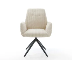 DrehstuhlZoa-Flex Cord Beige Kreuzgestell breit Schwarz 360° drehbar Wippfunktion Taschenfederkern Sofort versandfertig