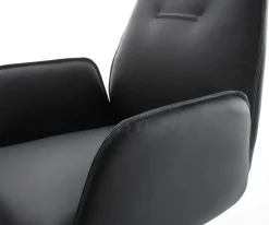 DrehstuhlZoa-Flex Echt-Leder Schwarz Kreuzgestell breit Effektfinish Titan 360° drehbar Wippfunktion Taschenfederkern Sofort versandfertig