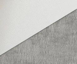 DrehstuhlZoa-Flex Materialmix Echtleder Weiß-Silbergrau Fußkreuz Weiß 360° drehbar Wippfunktion Taschenfederkern Sofort versandfertig