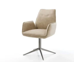DrehstuhlZoa-Flex Mikrofaser Beige Vintage Fußkreuz Graphit 360° drehbar Wippfunktion Taschenfederkern Sofort versandfertig
