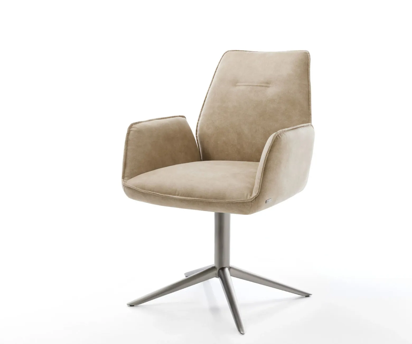 DrehstuhlZoa-Flex Mikrofaser Beige Vintage Fußkreuz Graphit 360° drehbar Wippfunktion Taschenfederkern Sofort versandfertig