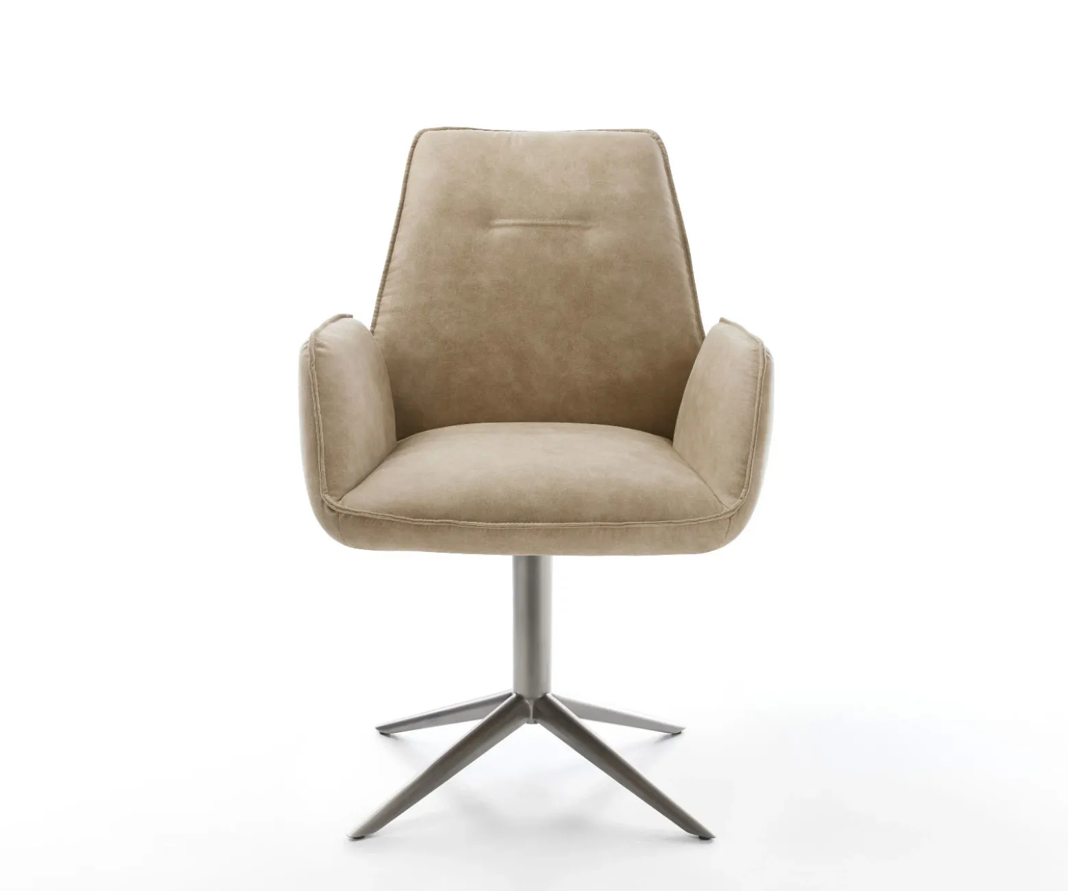 DrehstuhlZoa-Flex Mikrofaser Beige Vintage Fußkreuz Graphit 360° drehbar Wippfunktion Taschenfederkern Sofort versandfertig