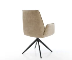 DrehstuhlZoa-Flex Mikrofaser Beige Vintage Kreuzgestell breit Schwarz 360° drehbar Wippfunktion Taschenfederkern Sofort versandfertig