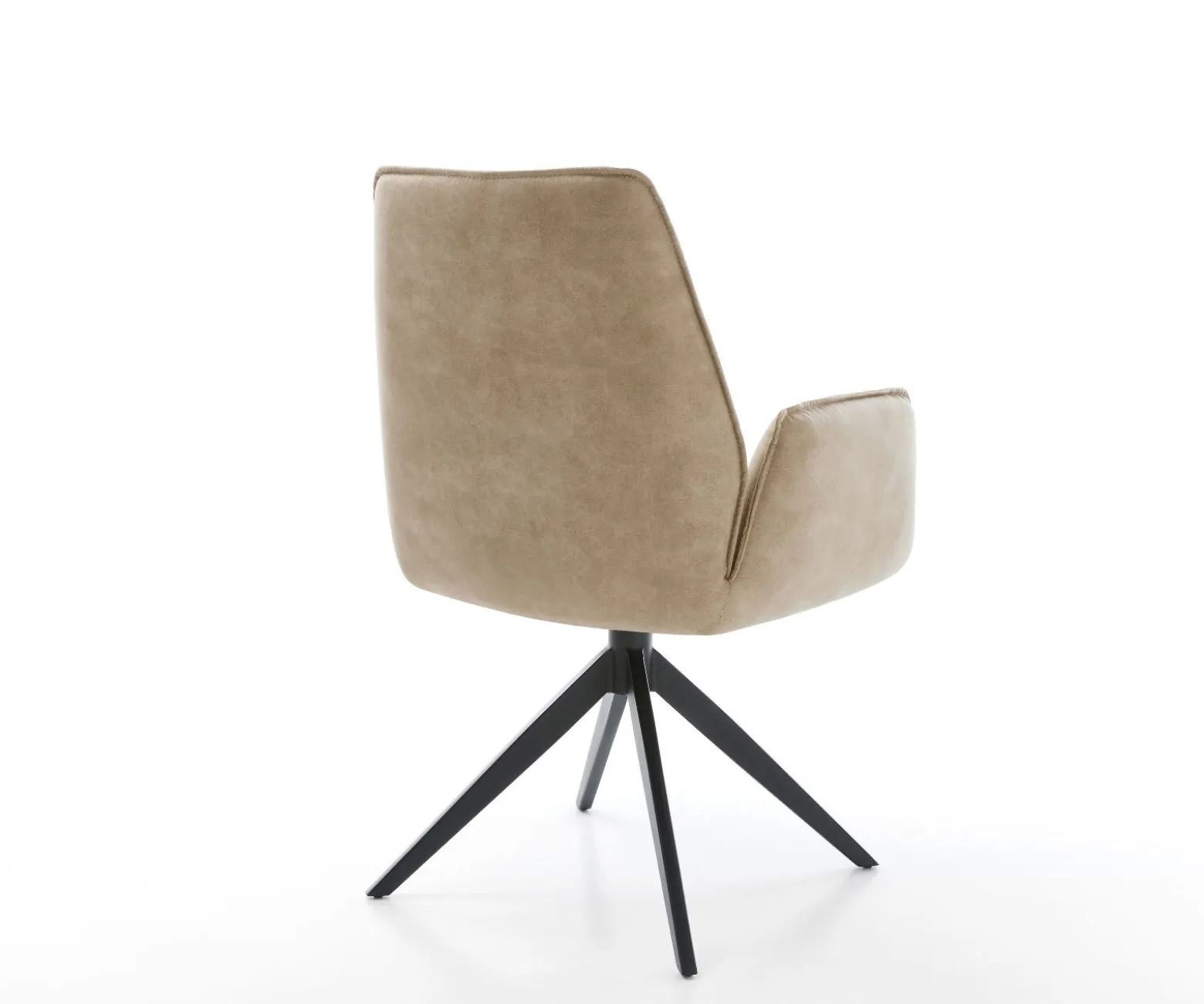 DrehstuhlZoa-Flex Mikrofaser Beige Vintage Kreuzgestell breit Schwarz 360° drehbar Wippfunktion Taschenfederkern Sofort versandfertig